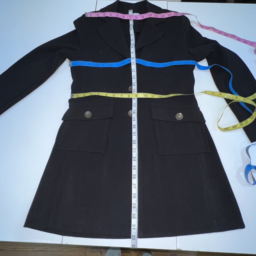 CAbi Black Long Button Coat #190 Womens Size 6 - Picture 7 of 8